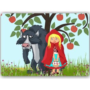 CARO Tablou metalic - Little Red Riding Hood 40x30 cm