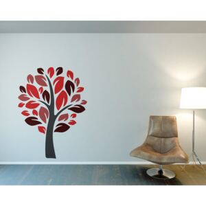 Tree III. - autocolant de perete Gri și roșu 50 x 70 cm