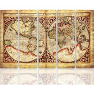 CARO Tablou pe pânză - Old Map Of The World 100x70 cm