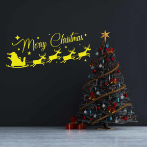 Merry Christmas Santa II. - autocolant de perete Galben 100 x 40 cm