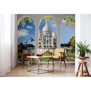 Fototapet - Paris Sacre Coeur 3D Archway View Vliesová tapeta - 368x254 cm
