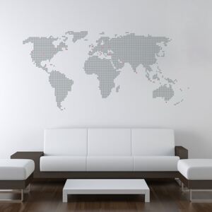 World map from dots - autocolant de perete Gri 200 x 100 cm