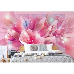 Fototapet - Flowers Modern Pink Vliesová tapeta - 416x254 cm