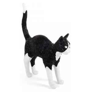 Decoratiune luminoasa neagra/alba din rasina Jobby The Cat Seletti