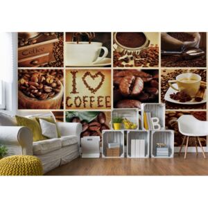 Fototapet - Love Coffee Squares Papírová tapeta - 368x280 cm