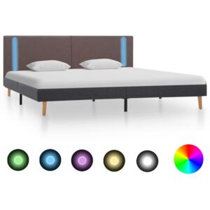 Cadru pat cu LED-uri, gri taupe/gri închis, 180x200 cm, textil