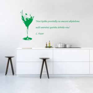GLIX Quote about wine - autocolant de perete Verde 70 x 40 cm