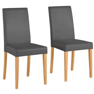Set de 2 scaune Lucca piele sintetica/lemn masiv de pin, gri , 43 x 56 x 92 cm
