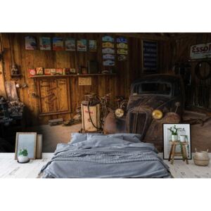 Fototapet GLIX - Vintage Car Dusty Garage + adeziv GRATUIT Tapet nețesute - 312x219 cm