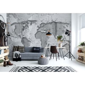 Fototapet - World Map Concrete Grunge Texture Vliesová tapeta - 208x146 cm