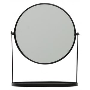 Oglinda rotunda cu rama din fier neagra Yentl, 32x25x14 cm