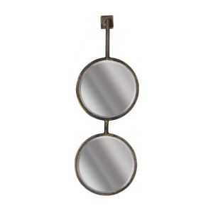 Oglinda rotunda cu rama din metal negru antic Chain, 58x20x6 cm