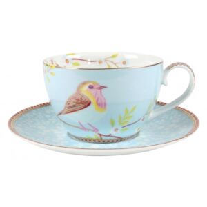 Set 6 cesti cafea/ceai din portelan Early Bird, albastru, 280 ml