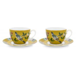 Set 2 cesti cafea/ceai din portelan Blushing Birds, gelben, 280 ml