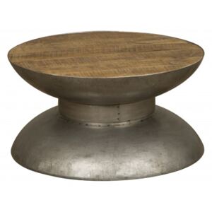Masuta de cafea rotunda din lemn si metal Yo Yo 60x60x32 cm maro/argintiu