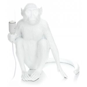 Lampa decorativa Monkey din rășină sintetica Chita alba, un bec