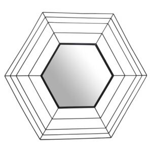 Oglinda hexagonala cu rama din metal neagra Romeo, 1.5cm (L / D) x 69cm (W) x 79.5cm (H)