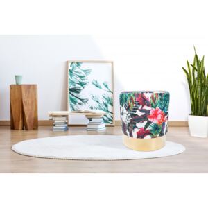 Puf/ Taburet tapitat cu imprimeu floral Novalie multicolor