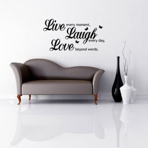 Live laugh love - autocolant de perete Negru 50 x 25 cm