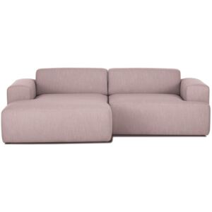 Canapea de colt 3 locuri din tesatura roz Melva
