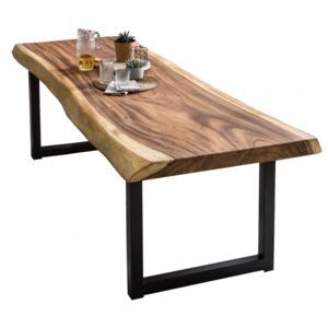 Masa dreptunghiulara cu blat din lemn de suar Tables & Benches 220 x 100 x 78,5 cm maro/negru