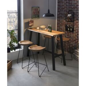 Masa de bar dreptunghiulara din lemn de salcam Tables&Benches 124,5x51x112 cm negru/maro