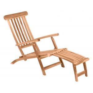 Scaun pentru gradina din lemn de tec pliabil cu suport pentru picioare detasabil maro
