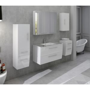 Set 5 piese mobilier pentru baie, alb, 90 cm