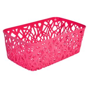 Cos din Plastic roz perforat, 28.5x17x12 cm