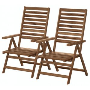Set de 2 scaune pliabile Mimo III salcam masiv, maro, 57 x 107 x 75 cm