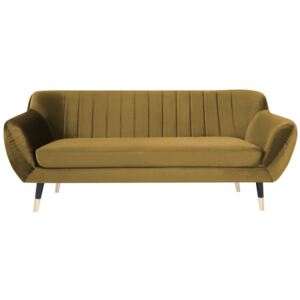 Canapea cu 3 locuri Mazzini Sofas BENITO cu picioare negre, galben muștar