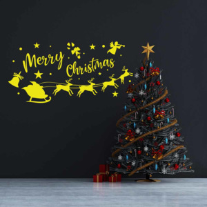Merry Christmas Santa I. - autocolant de perete Galben 50 x 25 cm