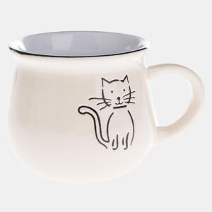 Cana ceramica cu pisica bej 368 ml bej