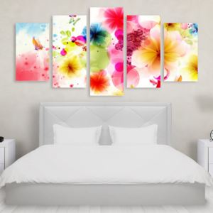Tablou Multicanvas 5 Piese Abstract Flowers