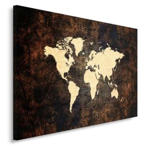 CARO Tablou pe pânză - World Map On Boards 2 40x30 cm