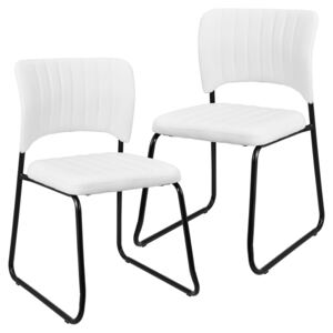 [en.casa]® Set 2 scaune design imitatie de piele - 78 x 45,7cm - alb