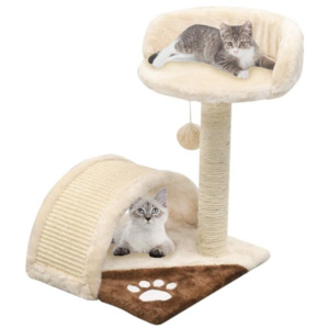 Ansamblu pisici cu stâlpi funie sisal 40 cm, bej și maro