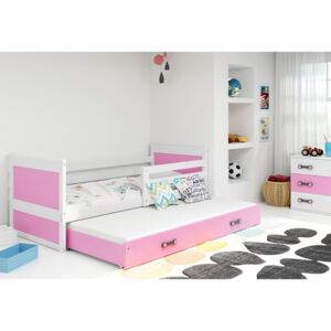 Pat pentru copii FIONA 2 + saltea + somieră GRATIS, 80x190 cm, alb, roz