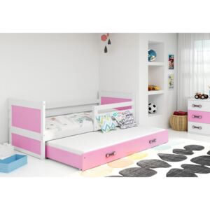 Pat pentru copii FIONA 2 + saltea + somieră GRATIS, 90x200 cm, alb, roz
