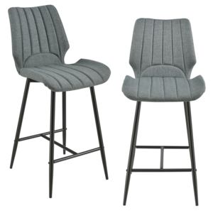 [en.casa] Set 2 scaune bar Noni 1, 102,5 x 46,5 cm, metal/poliester, gri inchis