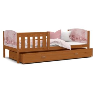 Dětská postel DOBBY P s pohádkovými vzory + matrace + rošt ZDARMA, 80x190, oboustranný tisk, olše/VZOR 01