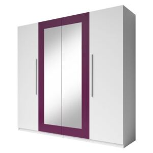 Dulap dormitor cu oglindă ERA (20), alb/violet