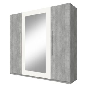 Expedo Dulap dormitor cu oglindă ERA (20), beton Colorado/alb
