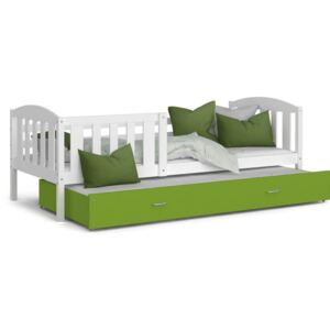 Pat pentru copii KUBA P2 color + saltea + somieră GRATIS, 190x80, alb/verde