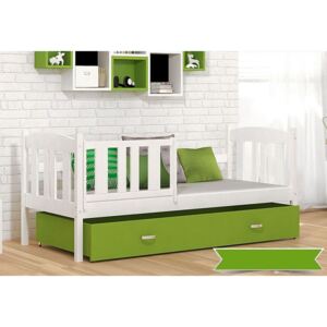 Pat pentru copii KUBA P color + saltea + somieră GRATIS, 190x80, alb/verde