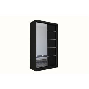 Dulap cu uși glisante și oglindă ELVIRA, negru, 150x216x61