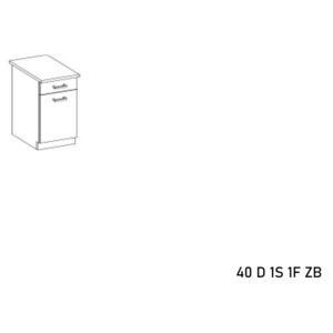 Corp inferior bucătărie cu blat EPSILON 40D 1S 1F ZB, 40x82x60, negru/alb