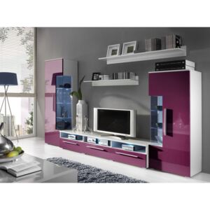 Mobilă sufragerie LUGANO, alb/violet luciu