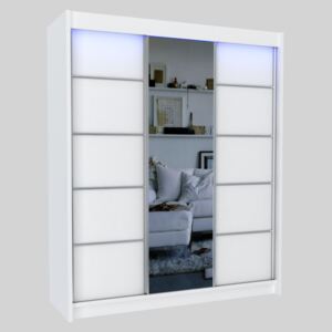 Dulap cu uși glisante și oglindă ELVIRA, alb, 180x216x61