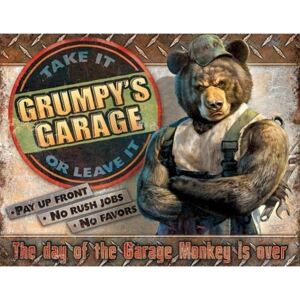Placă metalică Grumpy's Garage, (40 x 31.5 cm)